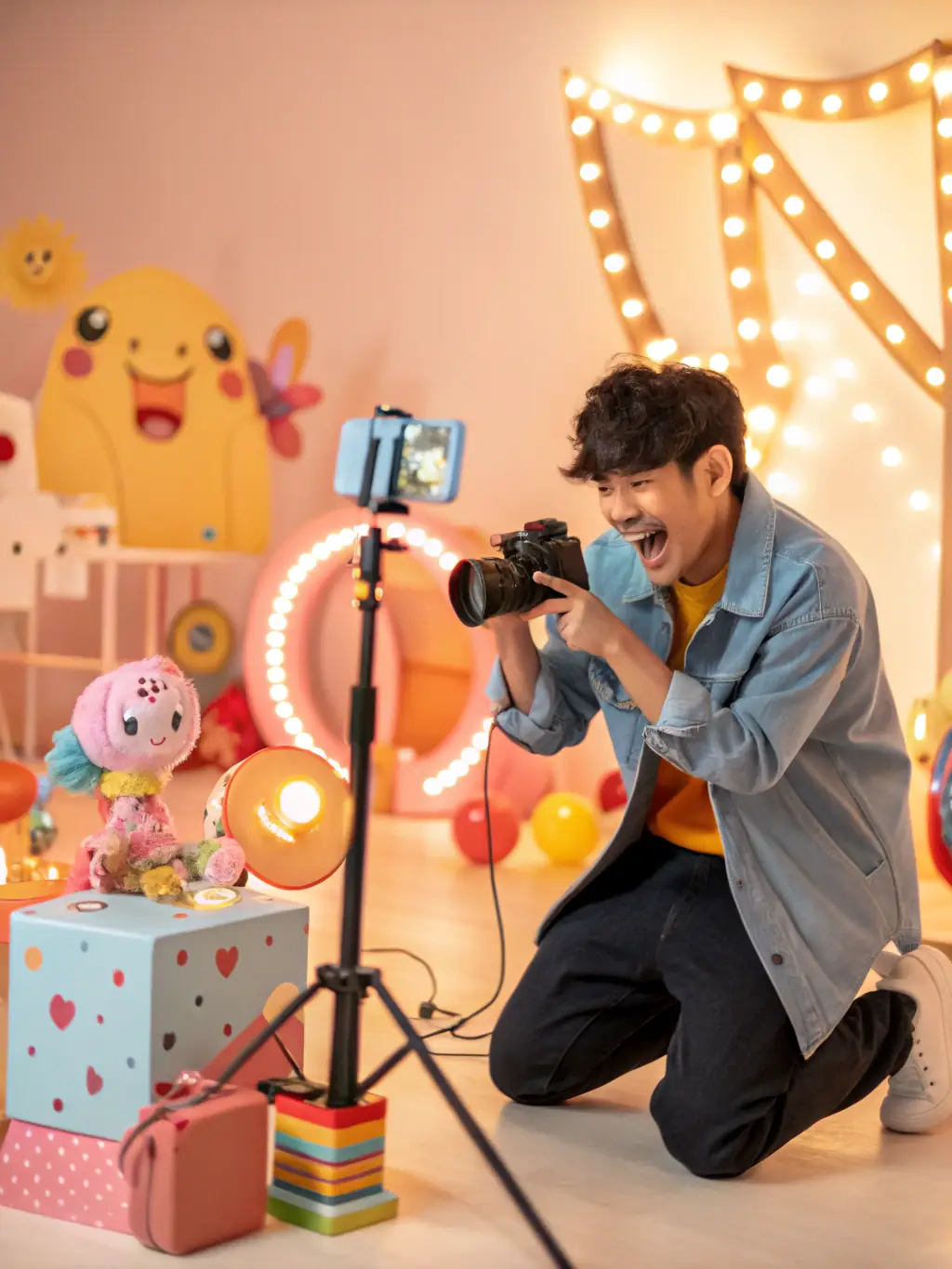 A vibrant image of influencers collaborating on a social media campaign, showcasing Vixo Creators' influencer and artist campaign management.